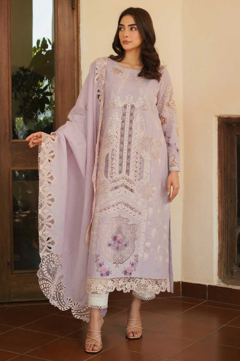 Manara Unstitched 3 Piece Luxury Emb Lawn Collection'2024 ML-04 LILIA