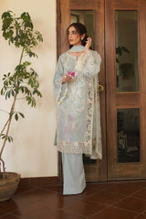 Manara Unstitched 3 Piece Luxury Emb Lawn Collection'2024 ML-10 PARISHAY